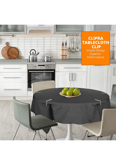 Lemestar 12 Adet Paslanmaz Çelik Masa Örtüsü Klembi - Dış Mekan Piknik İçin Dayanıklı Rüzgar Tutan Tutucular 2.95x1.77x0.47 İnç Gümüş