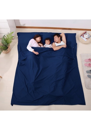 Açık Hava Kamp Otel Seyahati İçin Hafif Uyku Tulumu Astarı Sac Çuval - Koyu Mavi/l