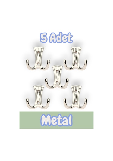 Troy Portmanto Vestiyer Duvar Dolap Elbise Askısı Krom Metal Mobilya Kapı Askılığı Askılık 5 Adet Krom