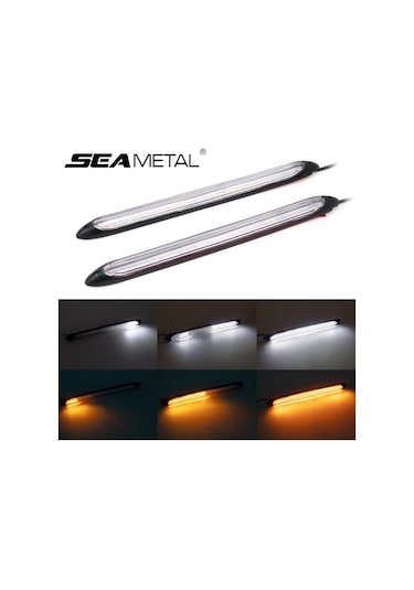 Evrensel 12 V Gündüz Sürüş Çalışan Işık Drl Araba Sis Lambası Esnek Şerit Işıklar Su Geçirmez Sıralı Akış Dönüm LED Far 54156671