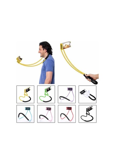 Gajeena Esnek Bükülebilen Boylu Boyun Bağcıklı Telefon Tutucu - 360 Döner, Dikey-yatay Kullanim, El İstifaeti, Siyah