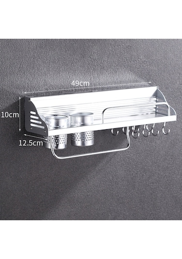 Mutfak Duvara Monte Plastik Kenar Baharat Raf Gümüş