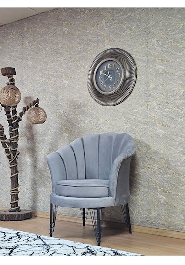 Tekli İstiridye Siyah Boyalı Telli Ayak Çay Seti Koltuk Tekli Ber Çok Renkli