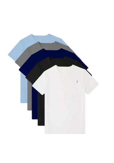 Kozik Standart Fit Bisiklet Yaka Erkek Tişört 5'li Çok Renkli