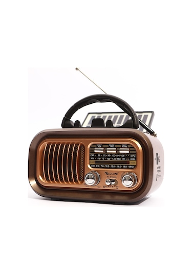 Yifomall Kahverengi Güneş Enerjili Taşınabilir Üç Bantlı Radyo - Bluetooth Hoparlör, Tf Kart/usb Çalma, Fm/am/kısa Dal, Pil İçeren