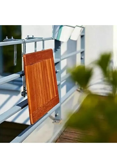 Katlanır Ahşap Balkon Masası 60x40 cm Kahverengi