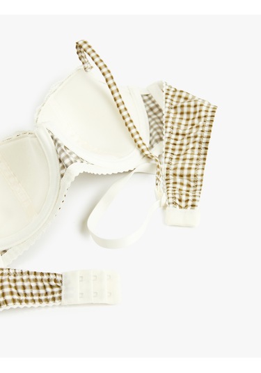 Koton Rahat Kalıp Desteksiz Balenli Dantel Detaylı Kareli Sütyen Yeşil Ekose 6wlk10154mk Yeşil Ekoseli