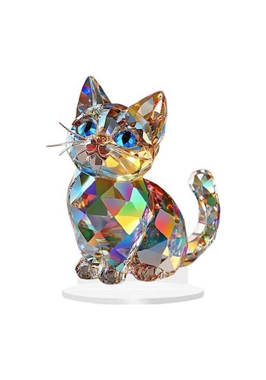 Pazly Suntek Sevimli Sanatları Modern Minyatür Kedi Heykeli El 16cmx20cm Aa 16cmx20cm