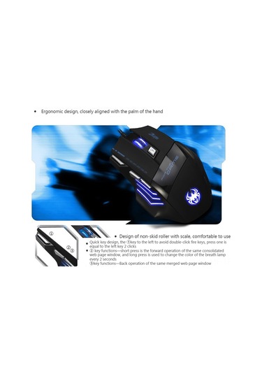 Mufunye Zelotes T-80 Profesyonel Oyuncu Faresi - 7200 Dpı, 7 Tuşlu, Rgb Aydınlatmalı, Usb Kablolu T-80