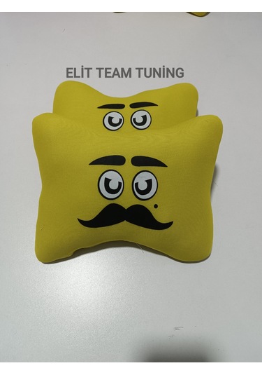 Bıyıklıı Emoji Kelebek Yastık 2 Li Sarı