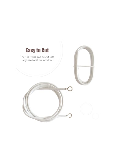 Ruicoo Beyaz Pvc Kapaklı Çelik Tel Perde/resim Asma Seti - 3m Uzunluk, 4 Kanca, Ev/parti Dekorasyonu, Kolay Kurulum