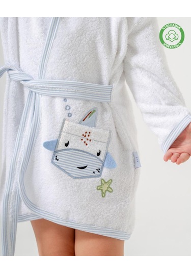 Balinalı Bornoz Beyaz-mavi Beyaz - Mavi