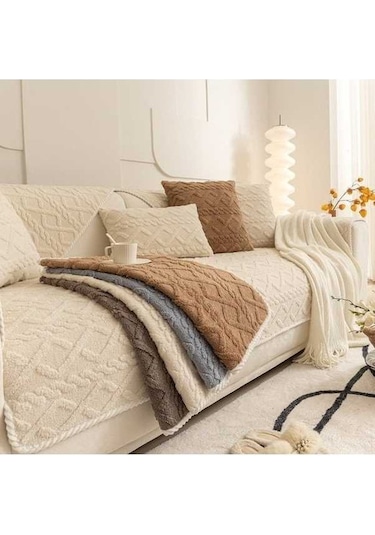 Flybuy Tcherchi Peluş Kanepe Koltuk Örtüsü 90x180, Minimalist Oturma Odası, Pembe, Kaymaz, Novahub Pembe
