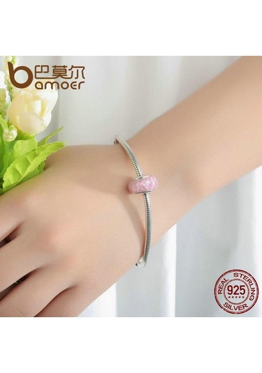 Bamoer 32 Stilleri 925 Ayar Gümüş Efervesans Murano Cam Boncuk Fit Charm Bilezik Z056