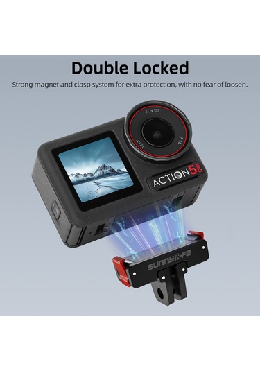 Djı Osmo Action 5 Pro / 4/3 Sunnylife Katlanabilir Manyetik Hızlı Bırakma Montaj Eylem Kamera Selfie Çubuğu Tripod Adaptörü Kam Standı Siyah