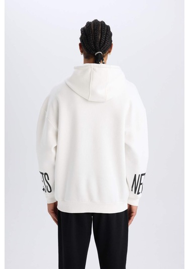 DeFactoFit NBA Brooklyn Nets Oversize Geniş Kalıp Kapüşonlu Kalın Sweatshirt D8513AX25SPER105