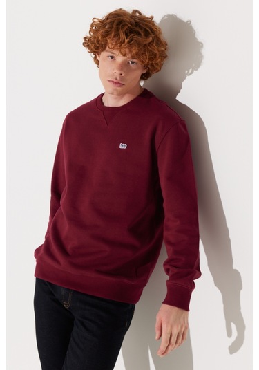 Lee Regular Fit Normal Kesim Bisiklet Yaka %100 Pamuk Bordo Erkek Sweatshirt L81IRYA84 Bordo