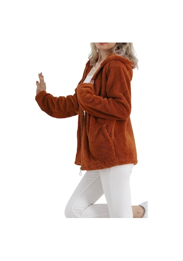 Büyük Beden Peluş Mont Tarçın Taba