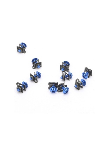 Moveevo M6 Motosiklet Paneel Sabitleme Seti - 10 Adet Alüminyum Somun Ve Hız Klampları - Mavı