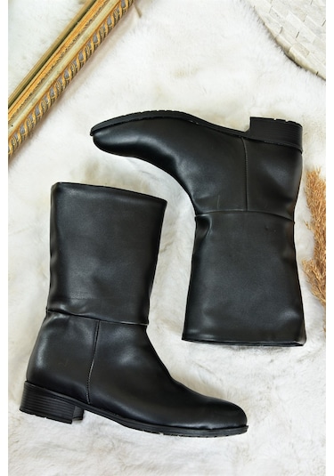 Fox Shoes  Siyah Düz Taban Günlük Kadın Bot L726597709 Siyah-Suni Deri