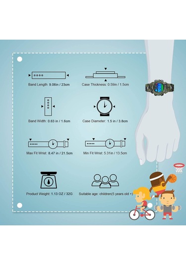 Çocuklar İçin Dijital Spor Saati Erkek Kız Çocuk Su Geçirmez Elektronik Çok Fonksiyonlu Günlük Açık Hava Saatleri 7 Renkli Led Işıklı Alarm Kronometre Kol Saati Diğer