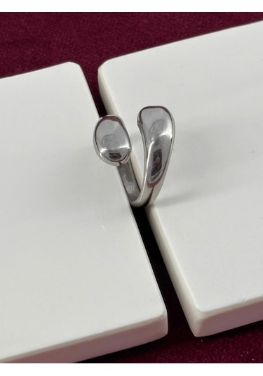 Büyük Çift Damlalı Silver Yüzük Silver