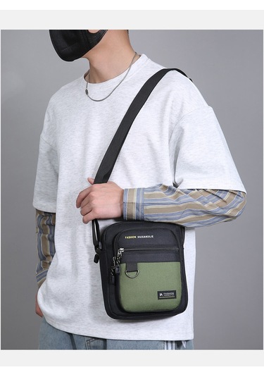 Uıowoo Erkek Omuz Çantası Harfli Ve Metal Halkalı Spor Ve Bisiklet Tek Askılı Sırt Çantası Yeşil