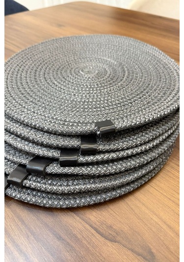 6 Adet Jüt Supla / Amerikan Servis Lux Sunum Tabak Altlığı Gri