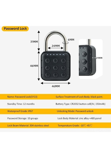 Createtech Akıllı Parmak İzi Ve Şifreli Kilit - Su Geçirmez, Sağlam Çanta/kapı Kilidi