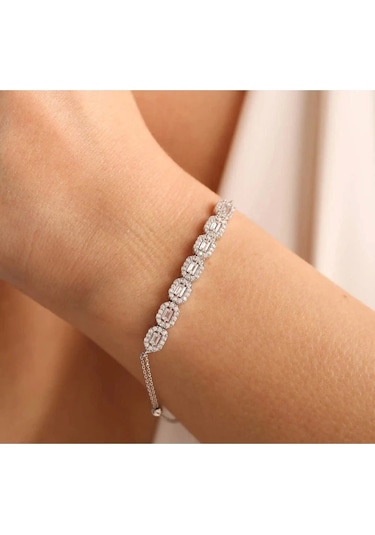 Çgk Çiğdem Gürel Kuyumculuk 14 Ayar Beyaz Baget Suyolu Altın Bileklik Çok Renkli