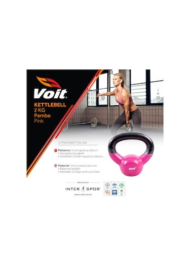 Voit Vinly Kettlebell 2 KG Pembe