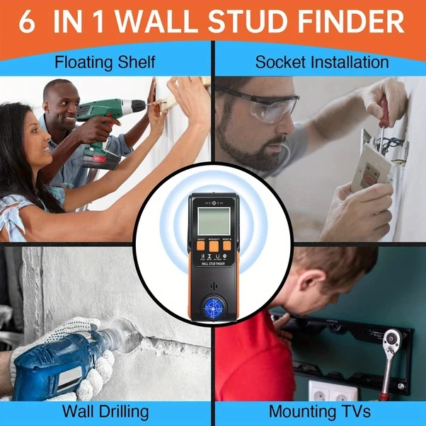 Willowhaven Siyah 6 Lı 1 Arada Dedektör Metal Ahşap Kablo Bulucu Duvar Tarayıcı