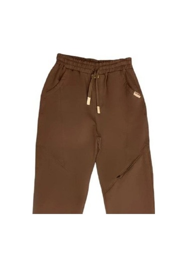 Erkek Çocuk Pamuklu Beli Lastikli Eşofman Alt-15127 Kahverengi