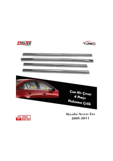 S-Dizayn  Hyundai Accent Era Krom Cam Çıtası 4 Prç. 2005-2011