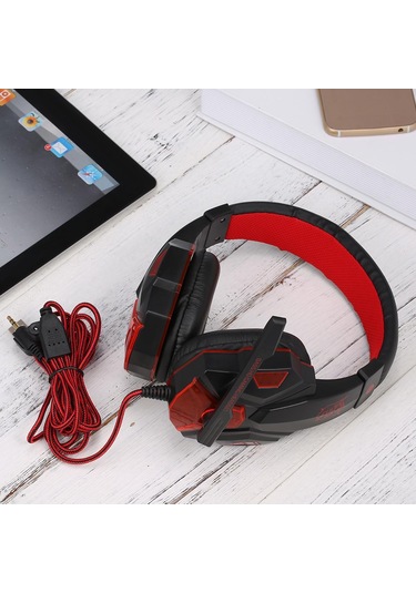 Fosenze Kırmızı Usb+3.5mm Oyuncu Kulaklığı, Mikrofonlu, Led Işıklı, Ses Kontrolü, Pc Uyumlu, 40mm Hoparlör