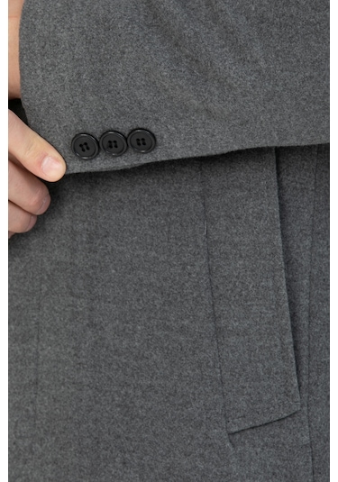 Erkek Gri Dar Kesim Uzun Kaşe Gömlek Yaka Palto & Kaban Gri Erkek Gri Dar Kesim Uzun Kaşe Gömlek Yaka Palto & Kaban Gri