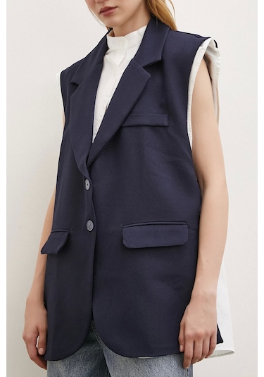 Never More Hakim Yaka Gömlekli Yelek Lacivert Lacivert