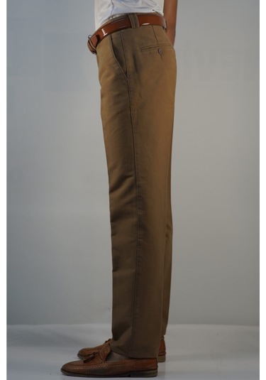 Erkek Koyu Taba Büyük Beden Nıkrasız Gabardın Pamuk Pantolon Koyu Taba