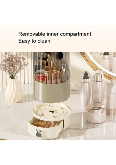 Sones Döner Toz Geçirmez Makyaj Fırçası Saklama Tüpü Tuvalet Masası Masaüstü Kalem Tüpü Şeffaf Siyah