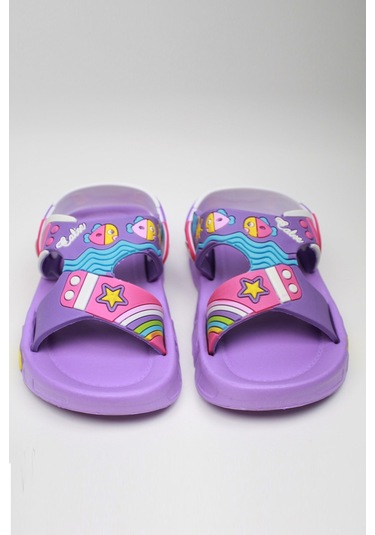 Günlük Unisex Çocuk Sandalet Esnek Kaymaz Taban Yazlık Ev Okul Kreş Ayakkabı Ps940-ps955 Düz- Lila