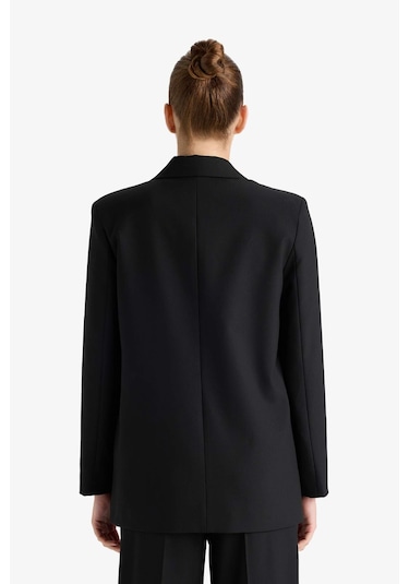 Defacto Oversize Geniş Kalıp Ceket Yaka Blazer Ceket E7732ax25aubk81 Siyah