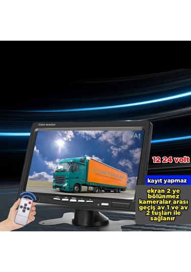 Pal Ntsc 7'' Araç Ekran Kayıt Yapmaz Usb Aux Girişi Yoktur 12 24v