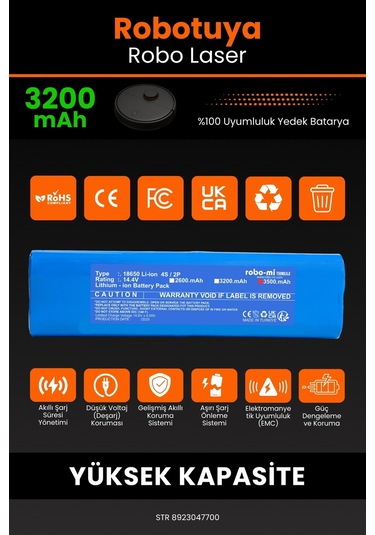 Robotuya Robo Laser Uyumlu 3200 Mah Robot Süpürge Pili
