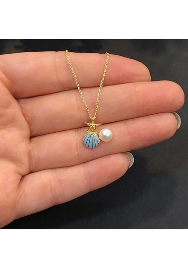 Stela Deniz Kabuğu İncili Gümüş Kolye