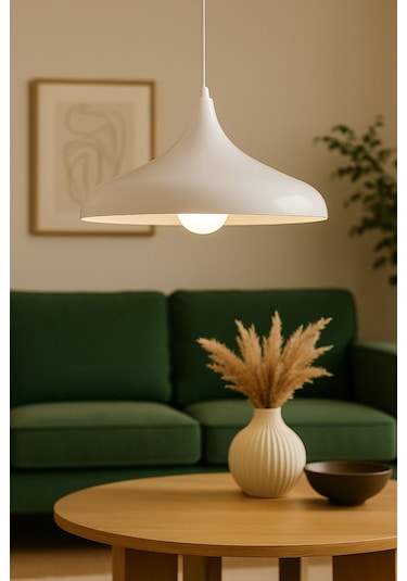 Aura Metal Tekli Beyaz Sarkıt Avize Retro Rustik Model Avize