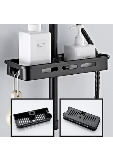 Wondernest Sondaj Siyah Raf Organizatör Lichen Temizleme Hiçbir Duş Depolama Banyo Ürünü Hn Siyah