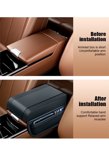 Araba Kol Dayanağı Saklama Kutusu Mat Deri Ve Hafızalı Köpük Araba Orta Konsol K Kahverengi