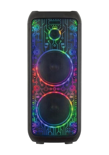 D64 Siyah Rgb Ledli Dahili Kablosuz Mikrofon Kumandalı Radyolu Bluetooth Hoparlör Speaker