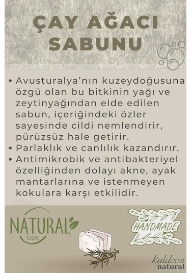 Çay Ağacı Sabunu El Yapımı Doğal 120 G x 3 Adet