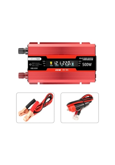 Carmaer Evrensel 12v - 220v 500w Araba Lcd Ekran Invertör Ev Güç Dönüştürücü